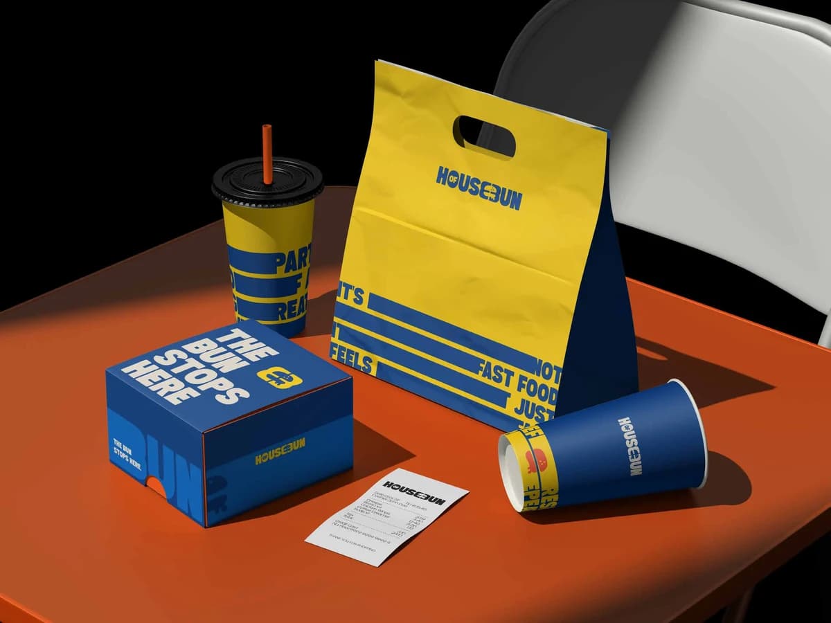 House of Bun blue and yellow packaging